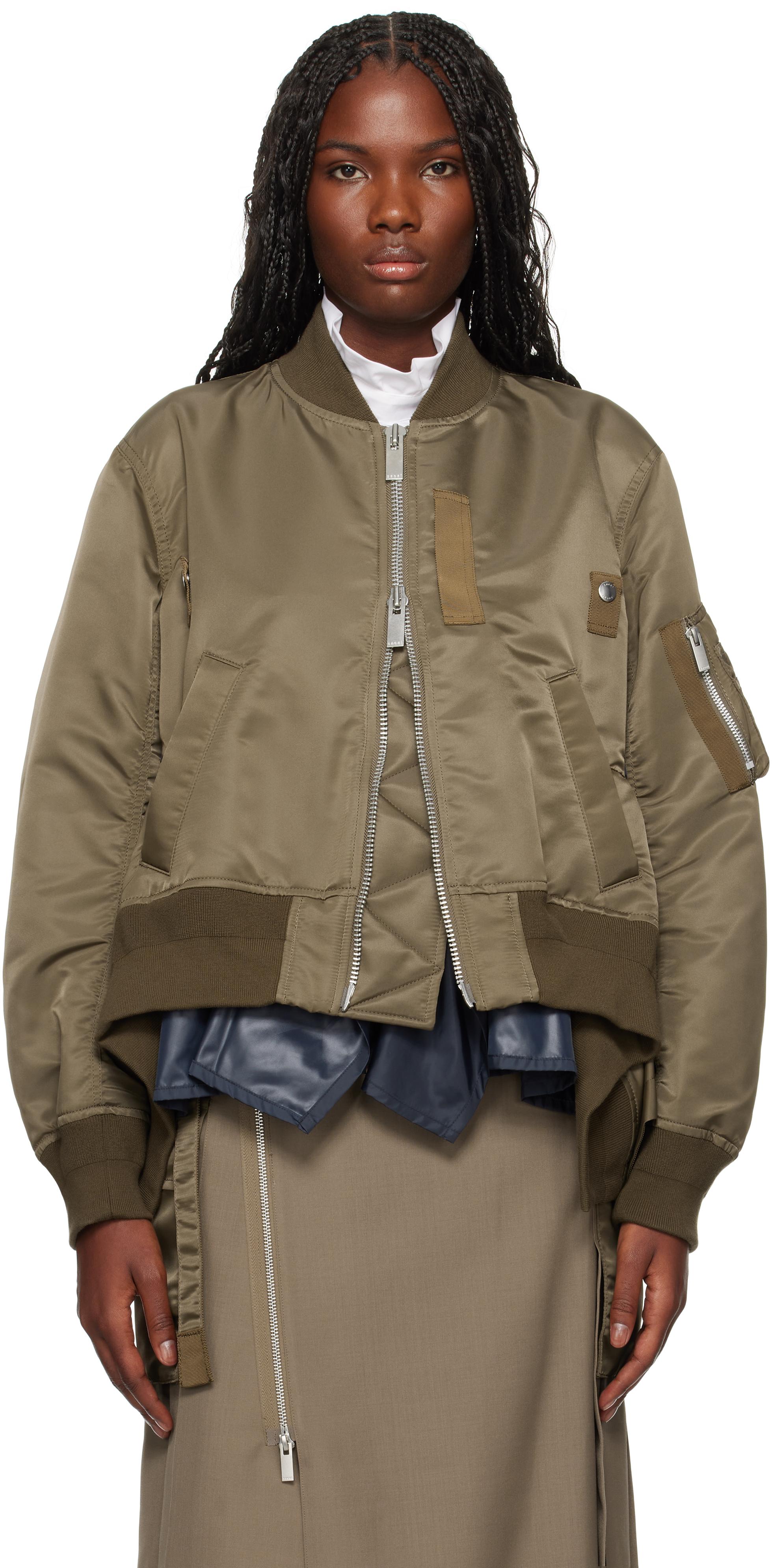 Sacai Nylon Twill Bomber Jacket in Natural | Lyst