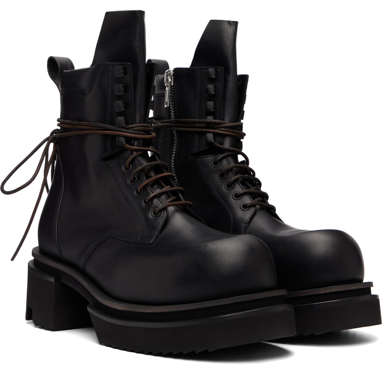 Rick Owens Black Goatskin Ankle Men\'s Boots Rick Owens Minimal Grill Beatle in Black Fur – Antidote  main image 2