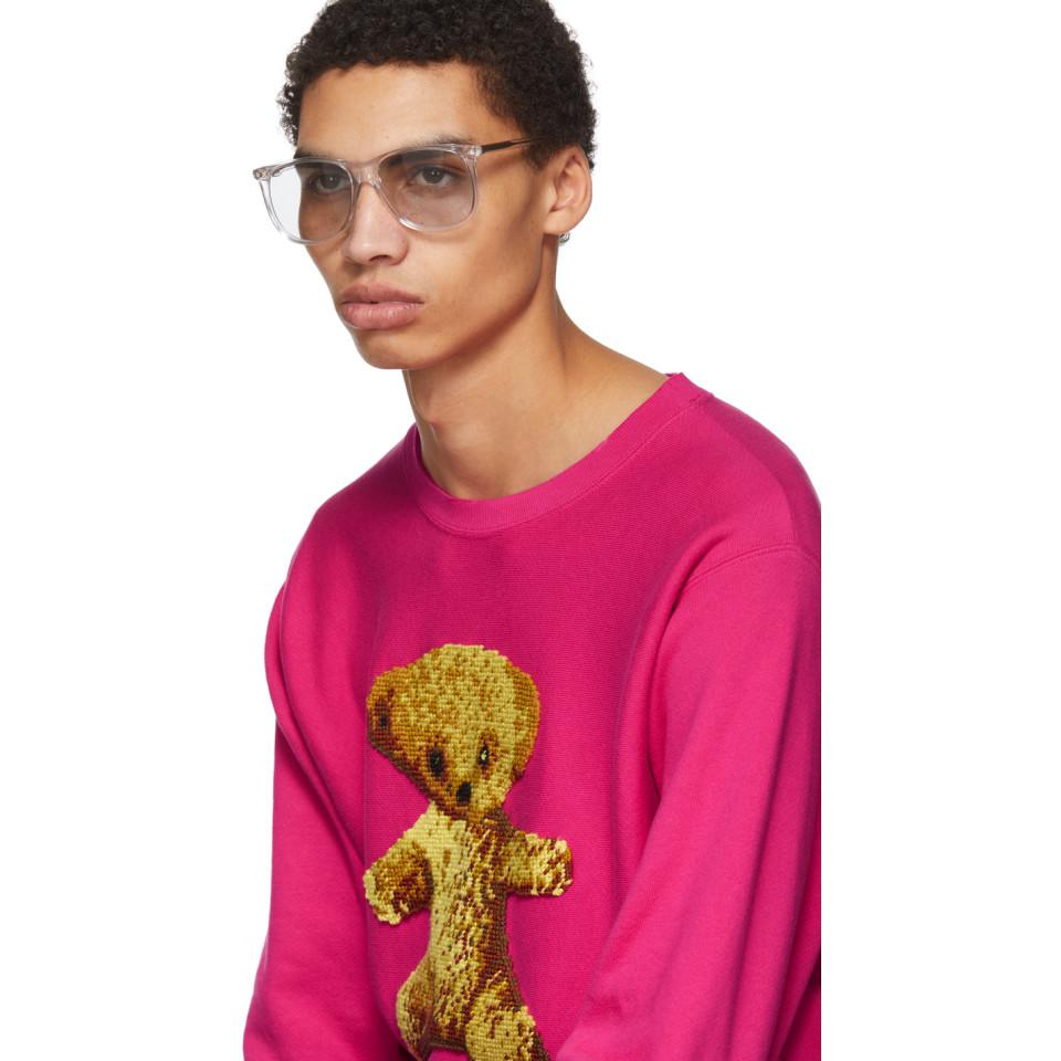 pink gucci sweater with green bear
