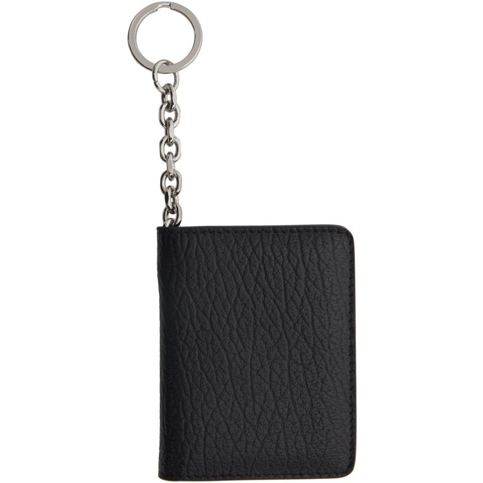 Maison Margiela Leather Black Bifold Keychain Card Holder - Lyst