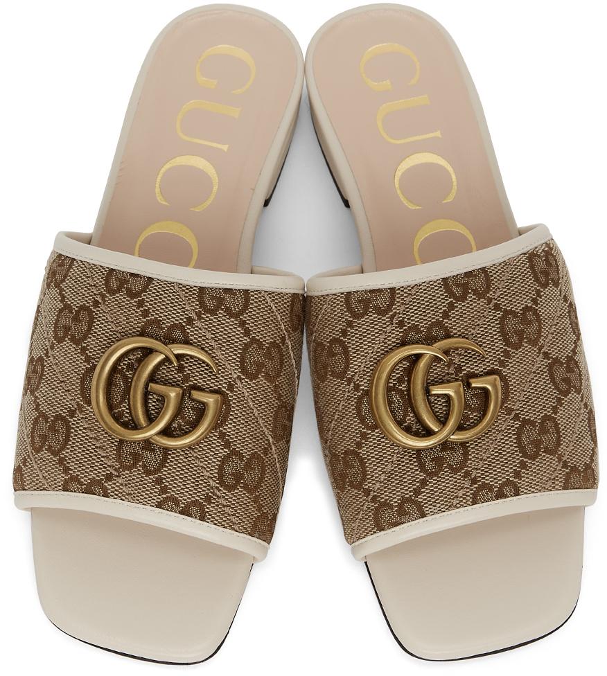 Gucci Slide Sandal With Double G in Natural | Lyst