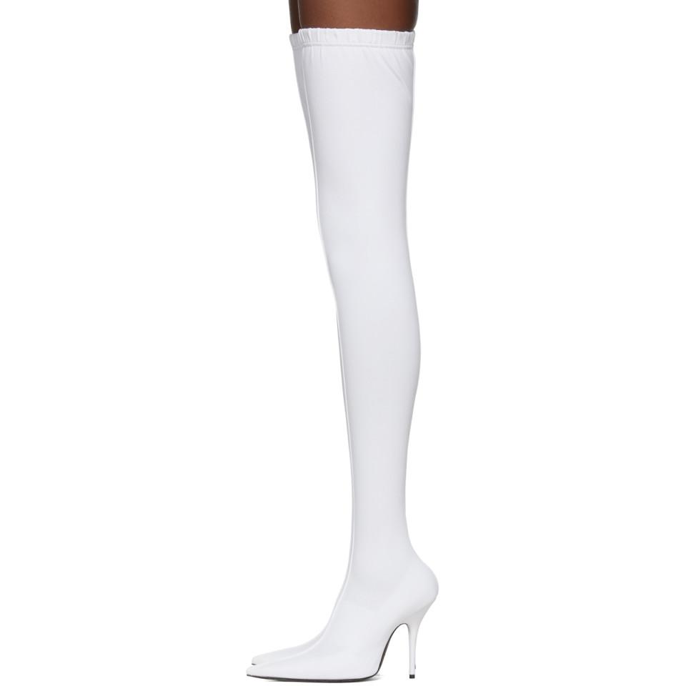 Balenciaga Leather White Sock Thigh-high Boots - Lyst