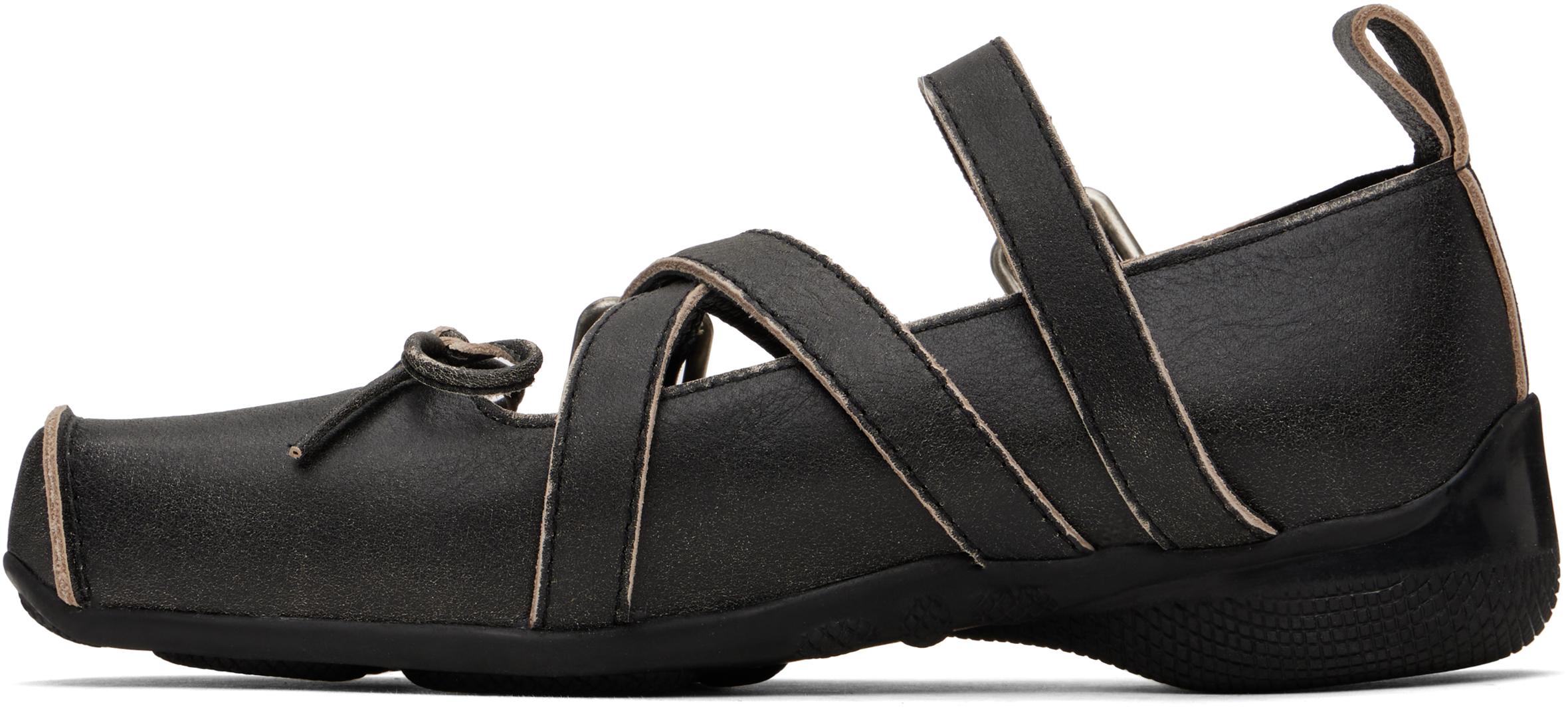[OPEN YY] / ☆ 25SS CROSS BUCKLE BALLET FLATS / CHARCOAL OPEN YY