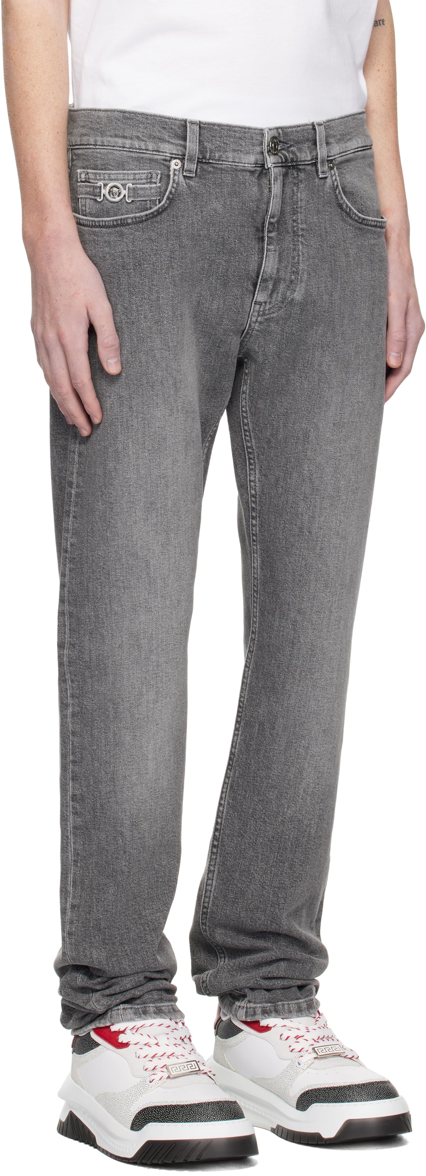 デニム・ジーパン VERSACE FW24 Dark grey denim jeans (10136871A11547 1D280) Versace Grey Denim Jeans | italist