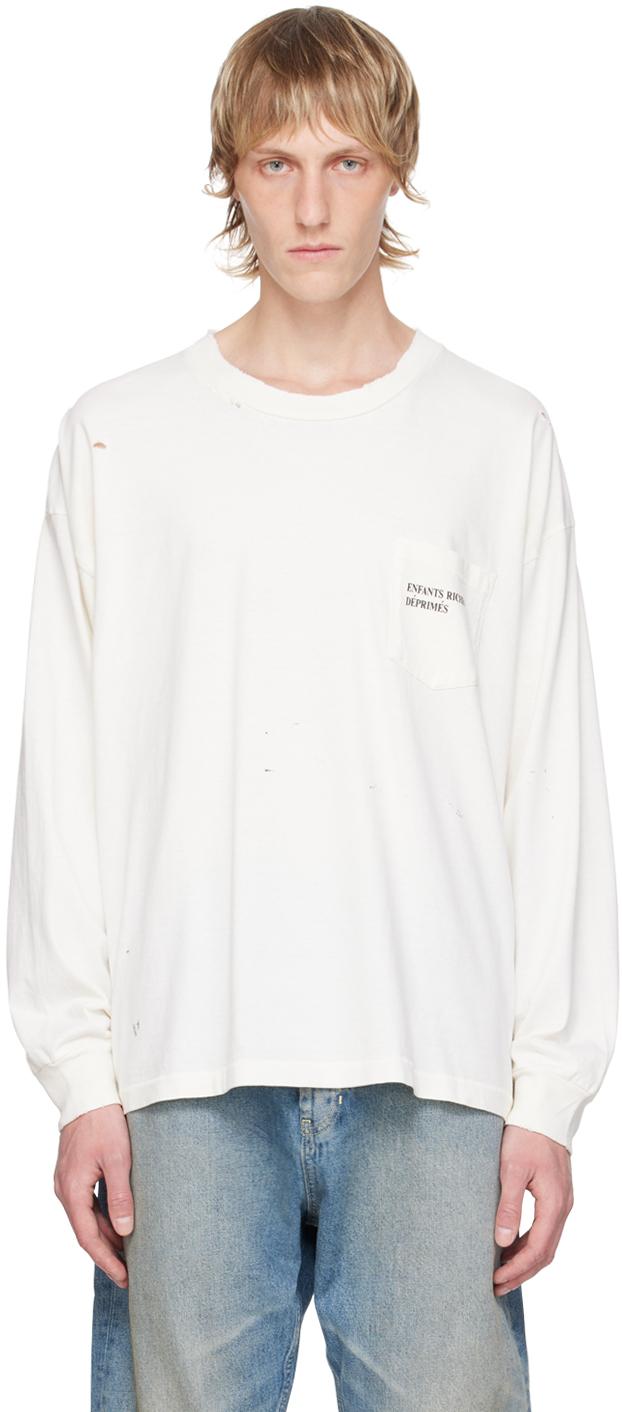 Enfants Riches Deprimes Off- Pocket Long Sleeve T-shirt in White