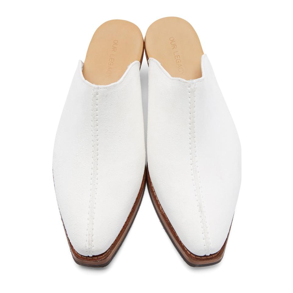 Our Legacy Suede White Mule Slip-on Loafers for Men | Lyst