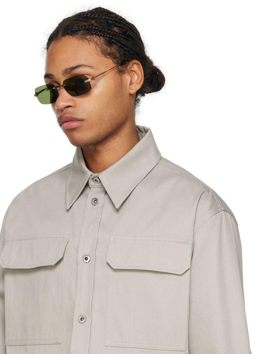 Cartier Gold Rectangular Sunglasses