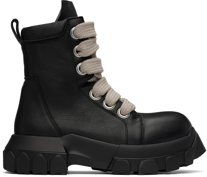 Mens Shoes Boots Casual boots Rick Owens Leather Polished Bozo Tractor Boots in Black for Men 