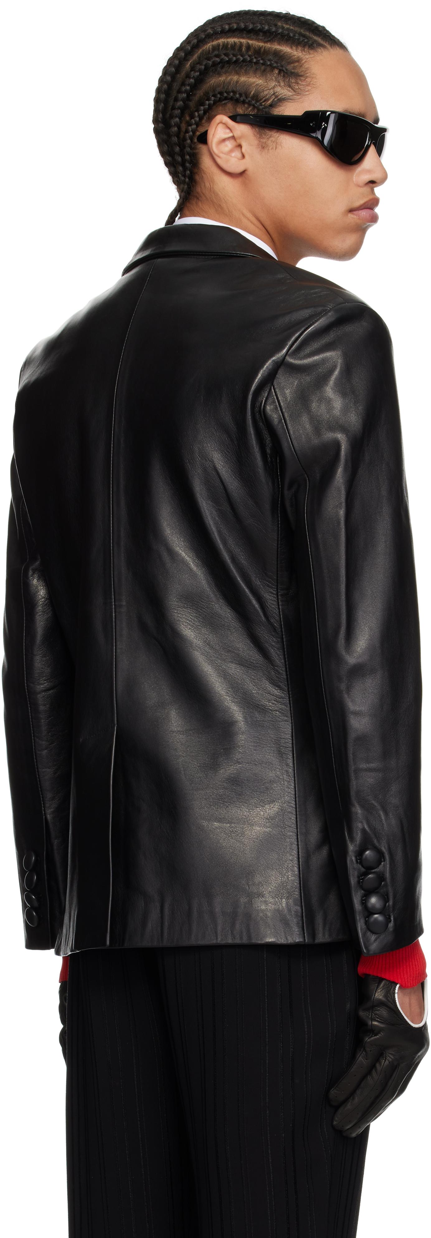 レザージャケット・コート Double-Breasted Leather Blazer JBAWIE Beige Leather Blazer Solid Business Jacket Double