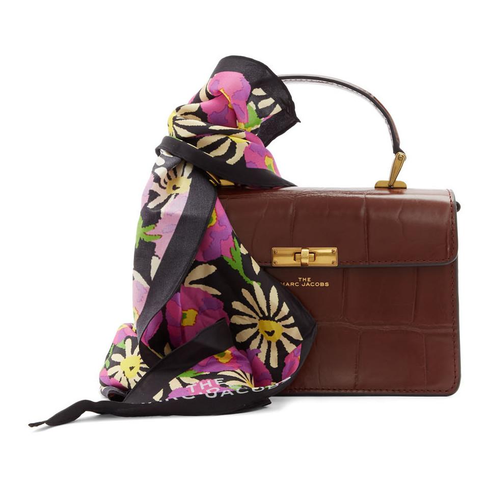 marc jacobs the downtown croc embossed leather shoulder bolsa