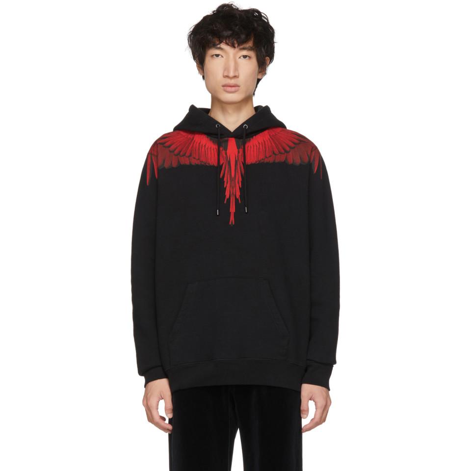 Marcelo Burlon Cotton Black And Red Wings Hoodie for Men | Lyst