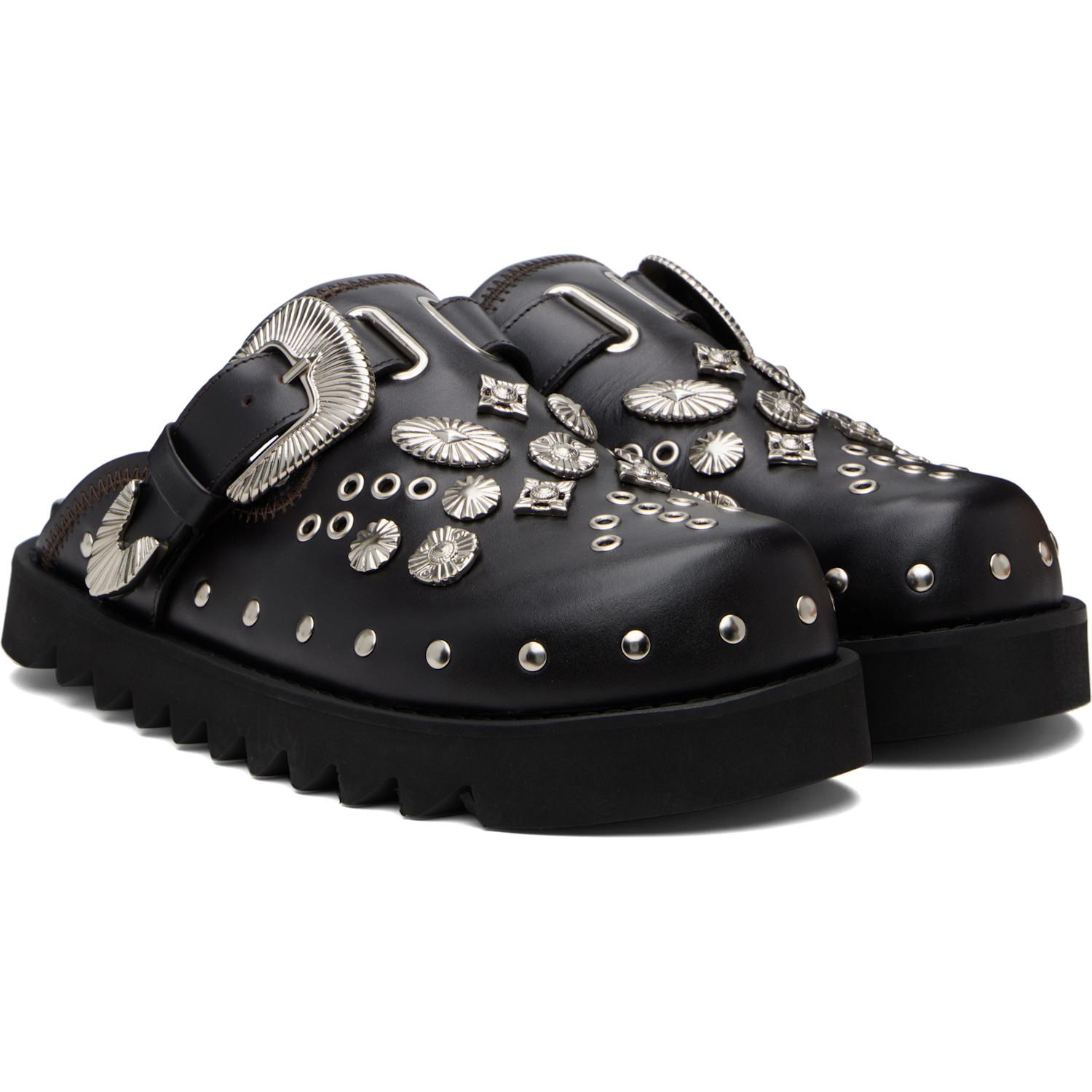 Toga Virilis Eyelet Metal Sabot Loafers in Black for Men | Lyst