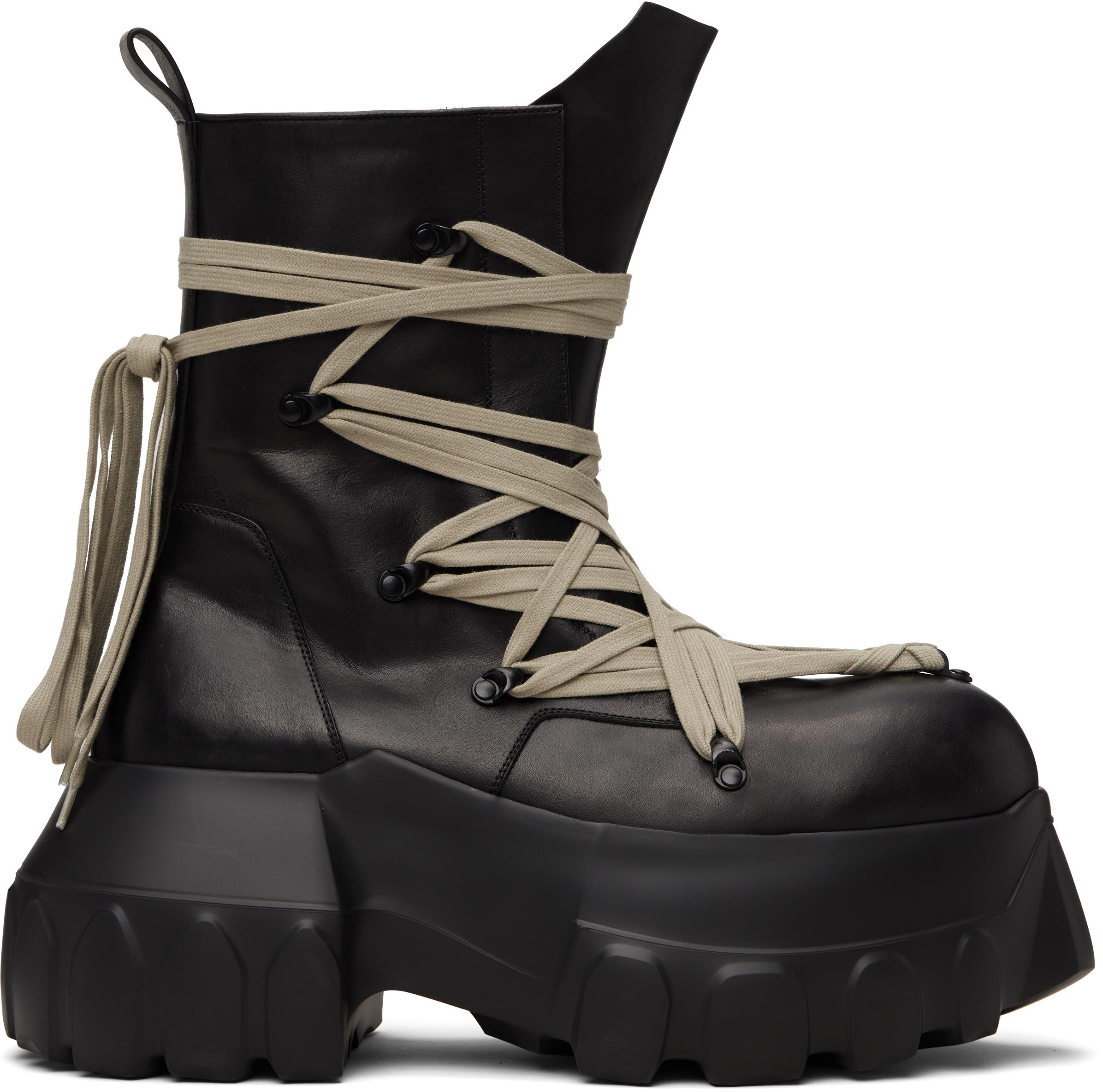 Rick Owens Temple Megalaced Mega Tractor Boots in Black for Men | Lyst
