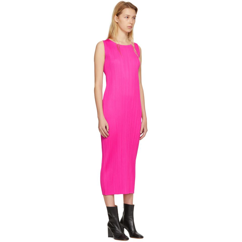 Pleats Please Issey Miyake Pink Colorful Basics 2 Sleeveless Dress | Lyst
