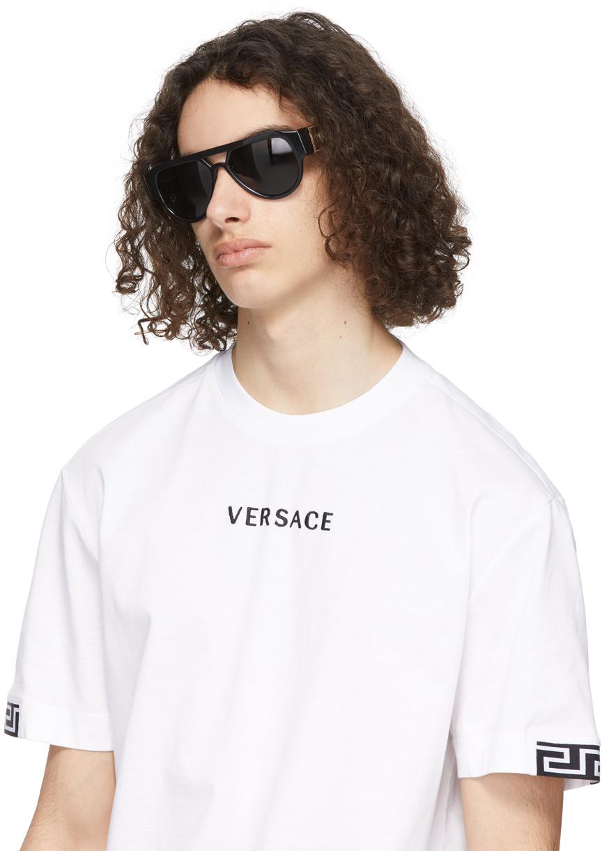 versace black mirror stud sunglasses