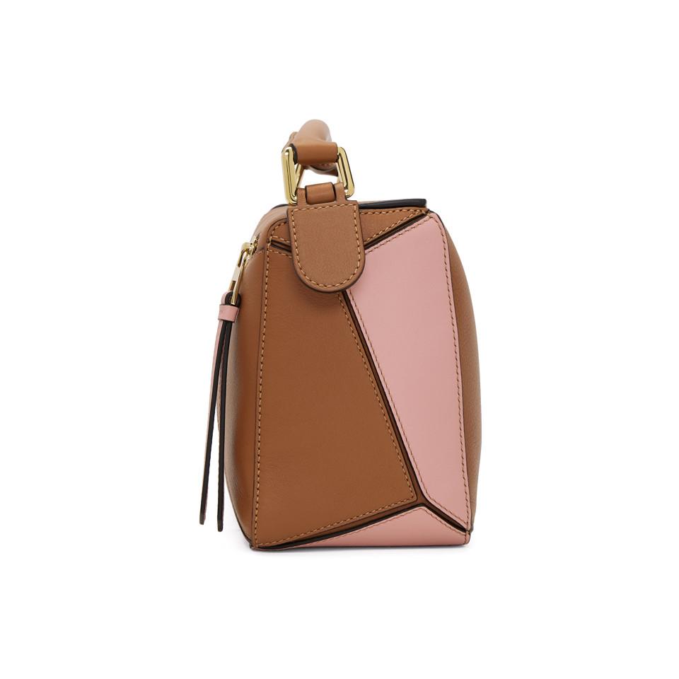 Loewe Tan And Pink Small Puzzle Bag in Brown | Lyst