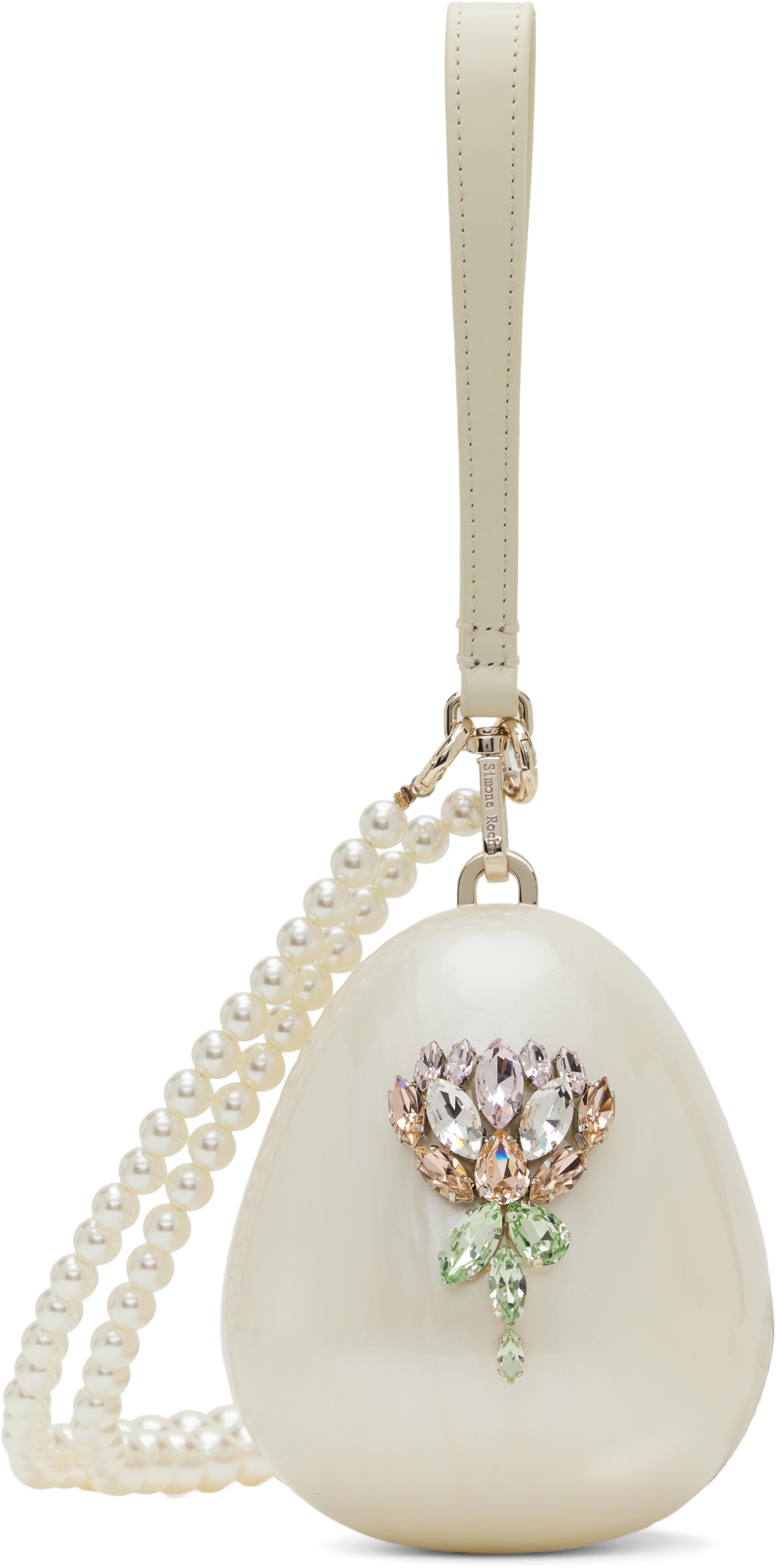 【関税込み】Simone Rocha オフホワイト マイクロ Egg バッグ 関税込み】Simone Rocha オフホワイト Pearl Egg バッグ (Simone