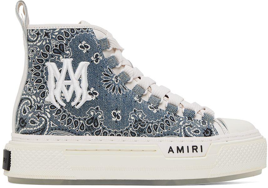 Amiri Blue Court Hi Sneakers in Black Lyst Amiri Blue Court Hi Sneakers in Black Lyst