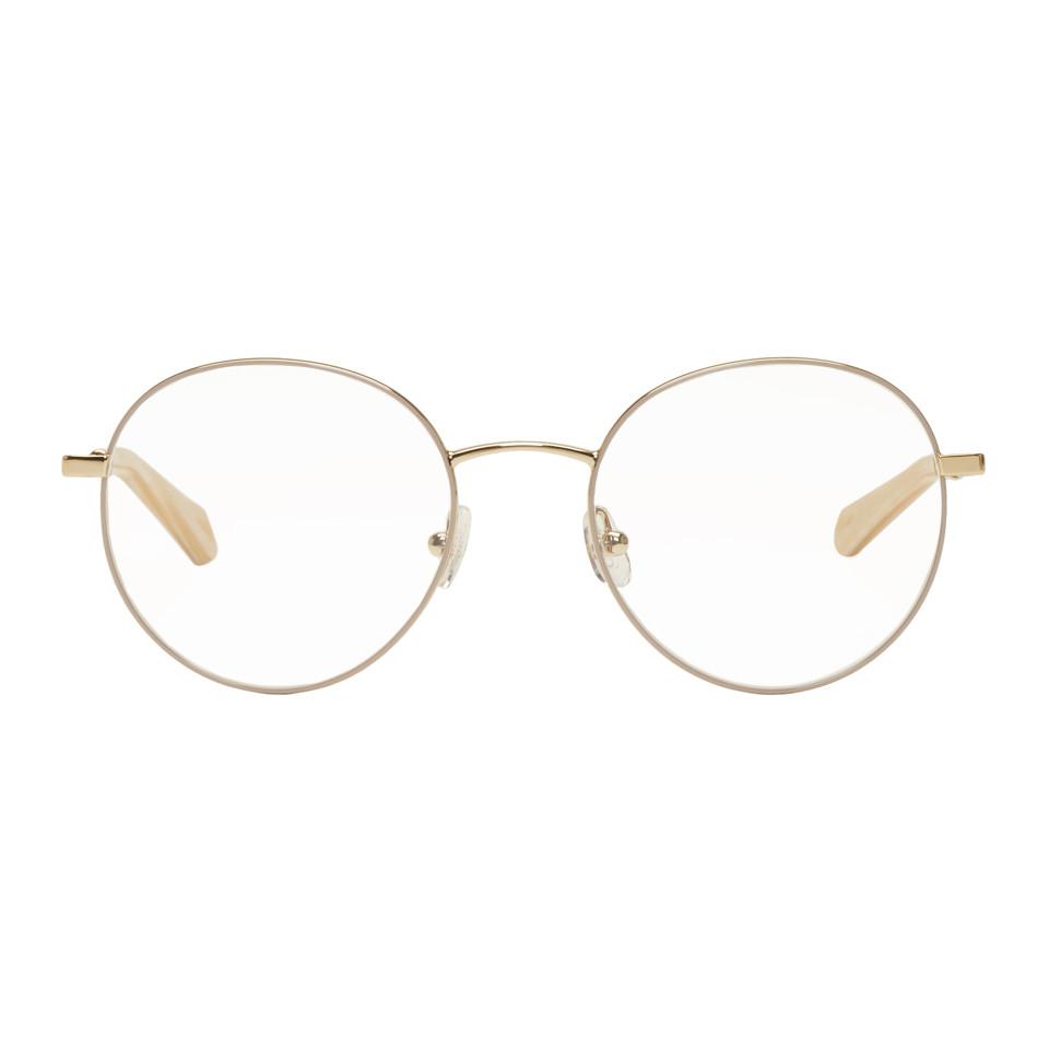 Chloé Rubber Gold Palma Oval Glasses in Metallic - Lyst
