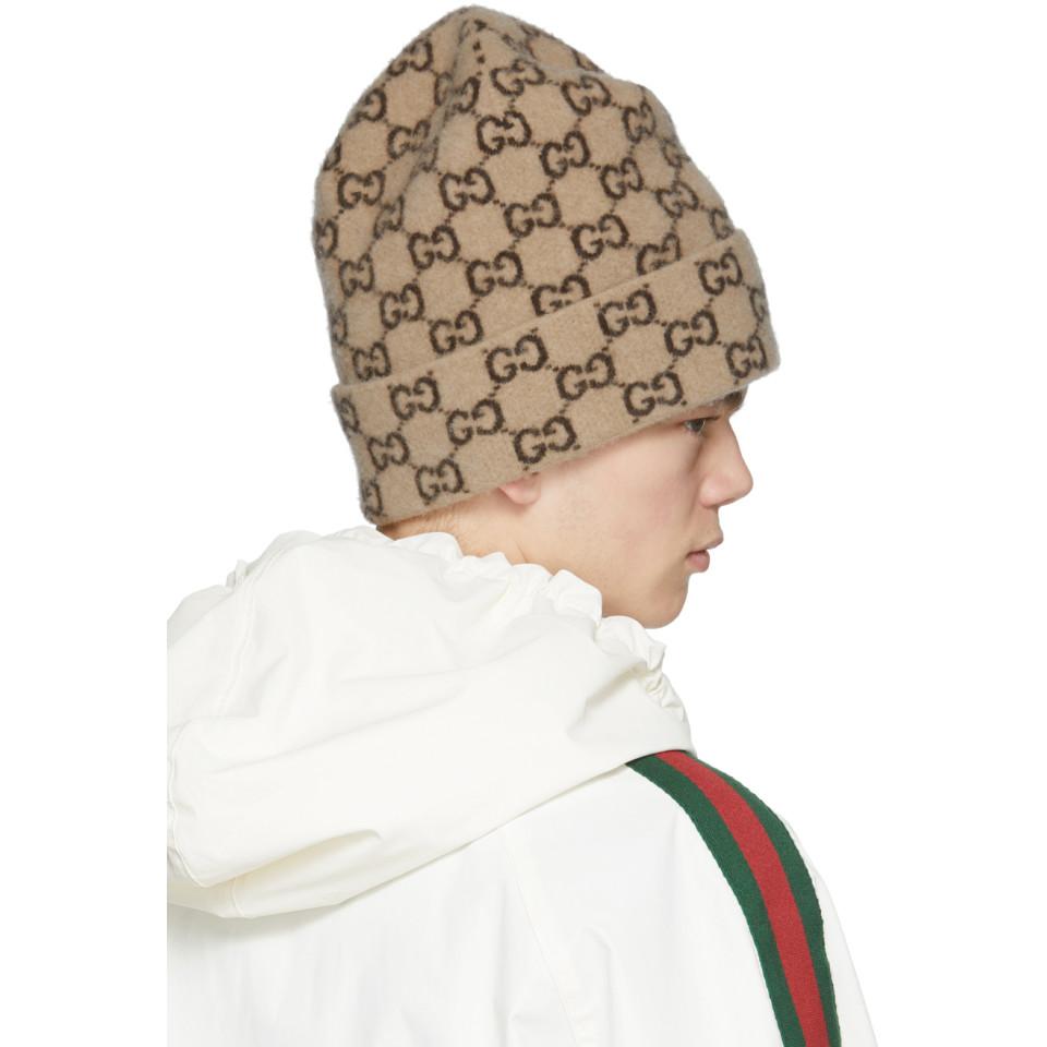 Gucci Beige Wool GG Beanie in Natural for Men | Lyst