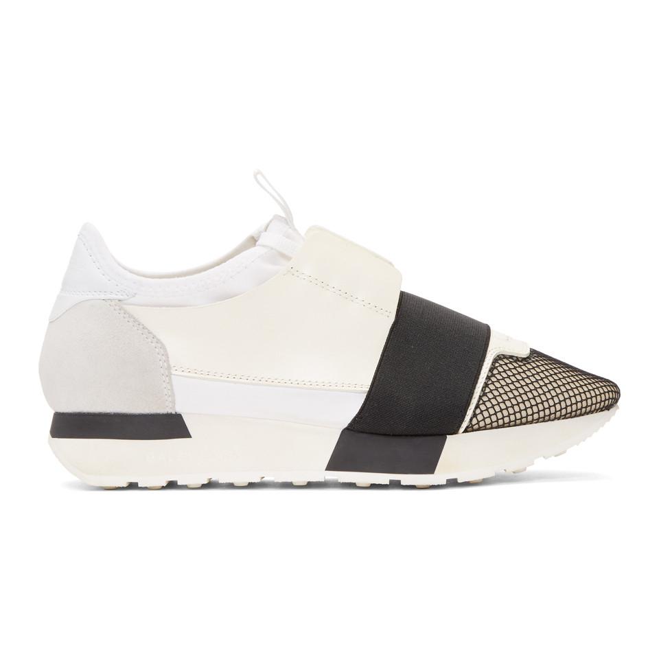Balenciaga Off-white And Black Band Sneakers | Lyst