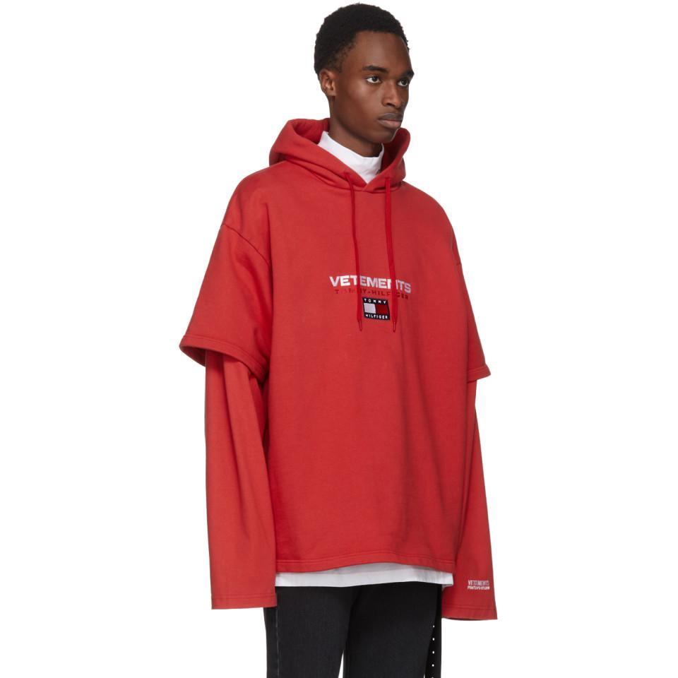 vetements tommy hilfiger double sleeve hoodie