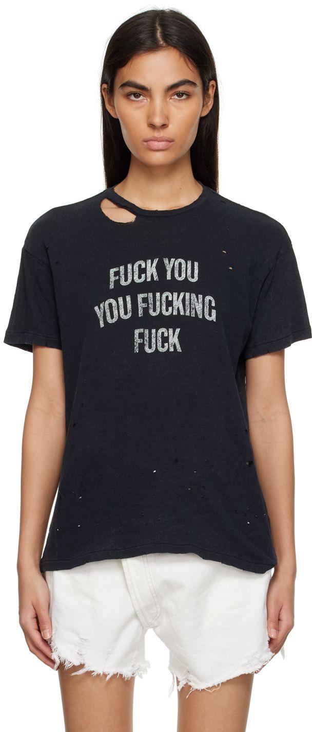 R13 Black F.u. Ripped Tshirt Lyst