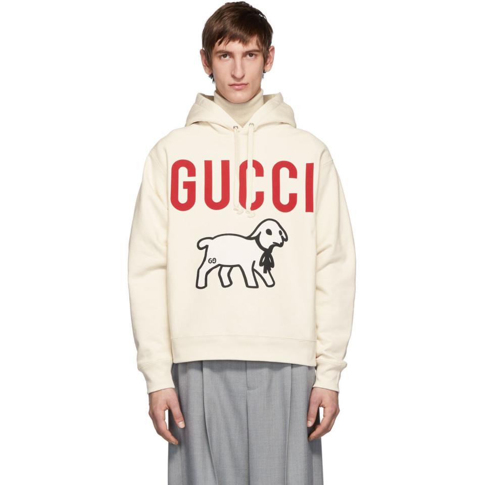 Gucci Off-white Lamb Hoodie for Men |