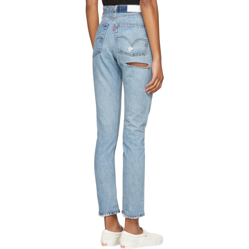 RE/DONE Indigo Levis Edition High-rise Butt Rip Jeans in Blue | Lyst