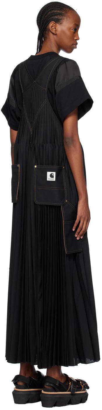 sacai サカイ Carhartt WIP プリーツマキシワンピース Sacai Carhartt Wipエディション マキシワンピース ブラック | Lyst