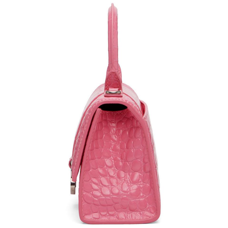 Balenciaga - Crocodile print leather shoulder bag Pink - The Corner