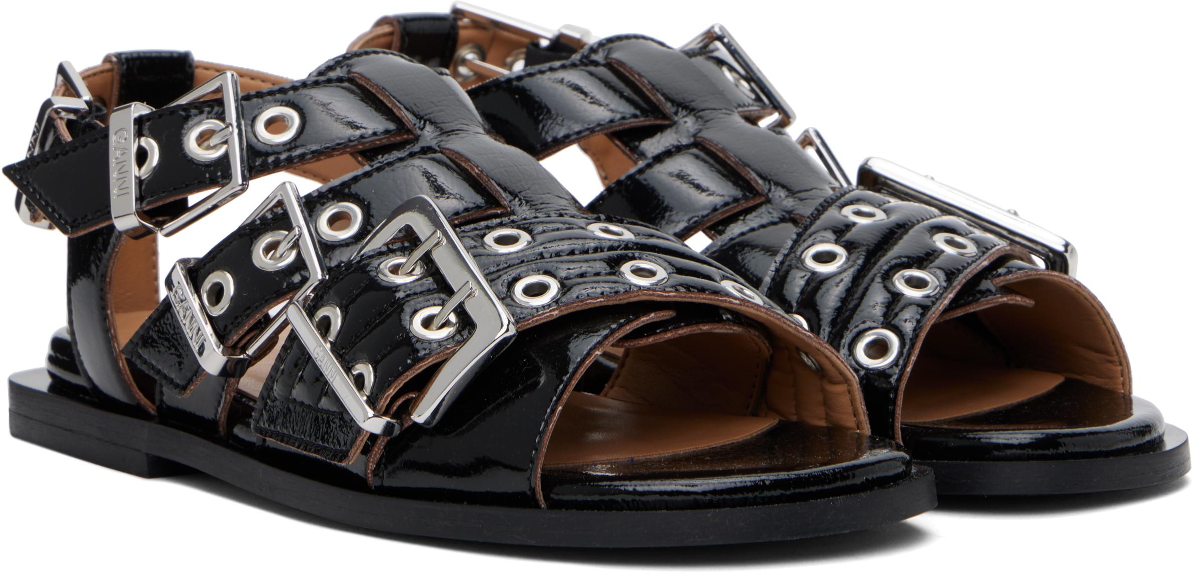 【GANNI】アニマルフラットサンダルバックル付き Ganni Feminine buckle sandals for Women - Animal Printed in
