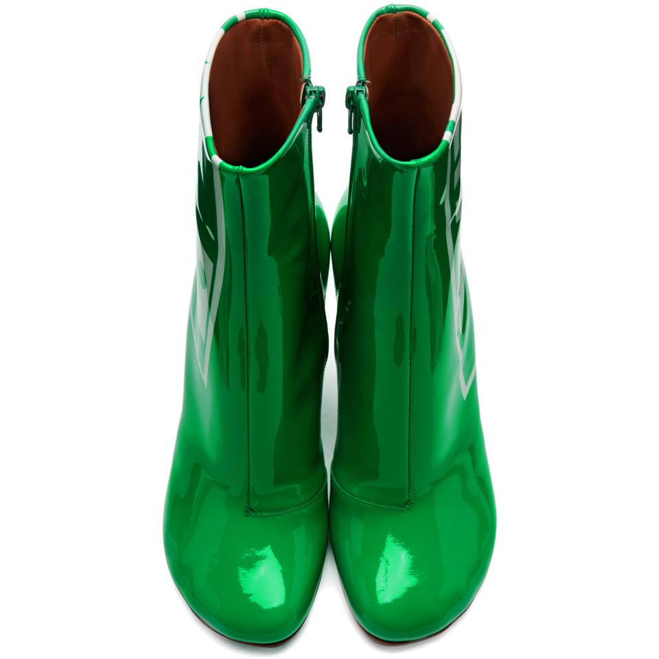 Vetements Leather Green Patent Exit Lighter Boots | Lyst
