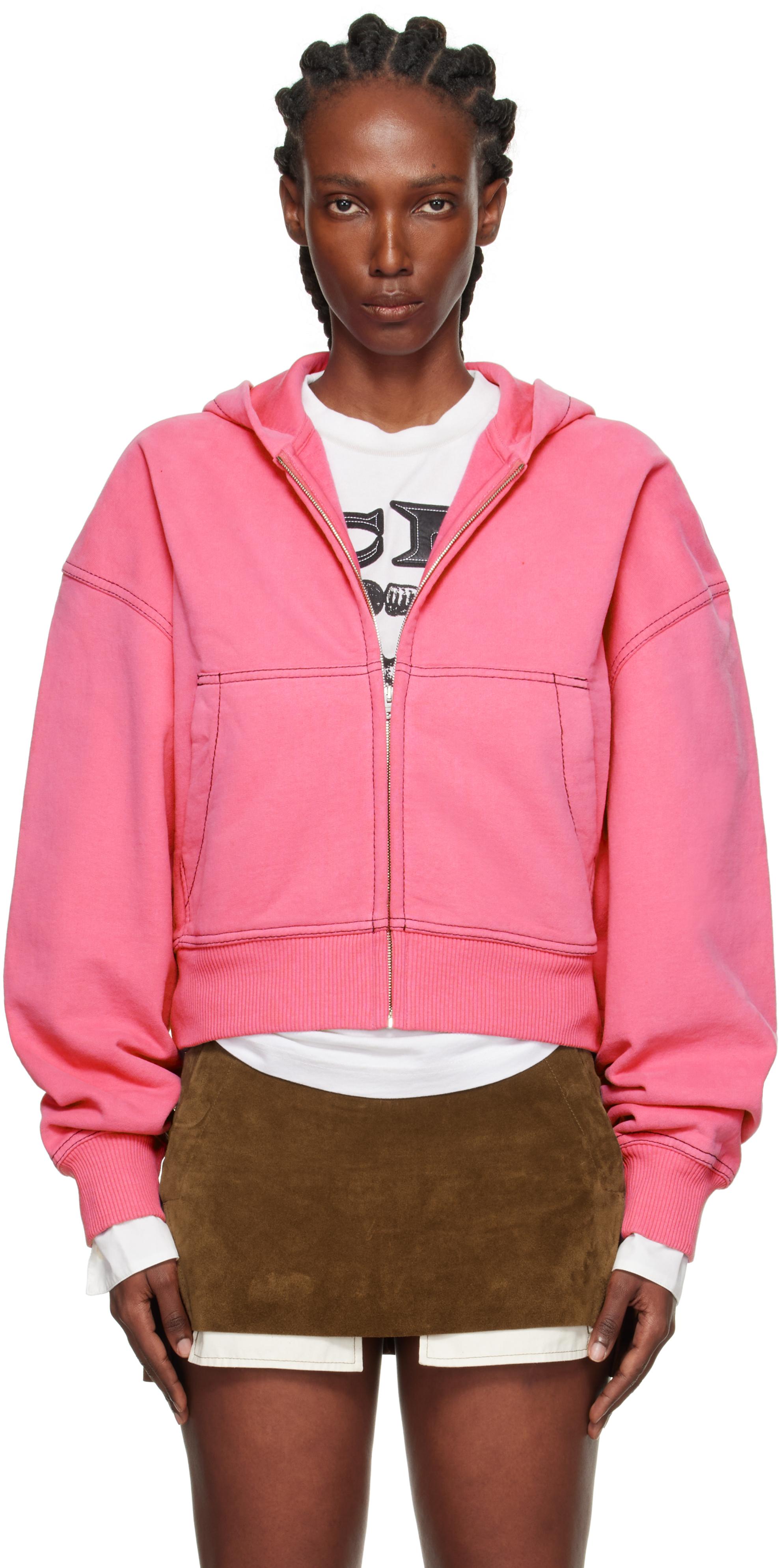 Acne Studios Zip-Up Hoodie in Pink | Lyst