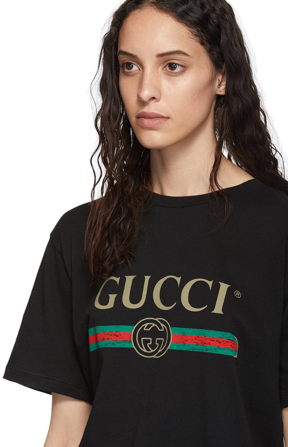 Gucci Cotton Vintage Logo T-shirt in Black | Lyst