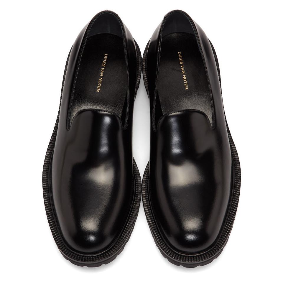Dries Van Noten Black Leather Loafers for Men - Lyst