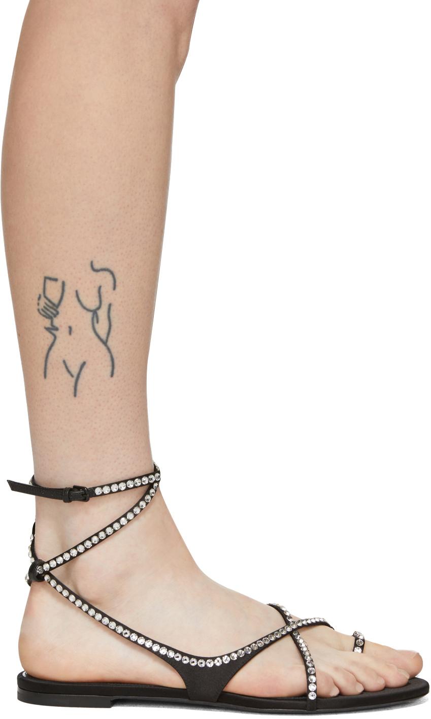 Saint Laurent Satin Crystal Gia Sandals 