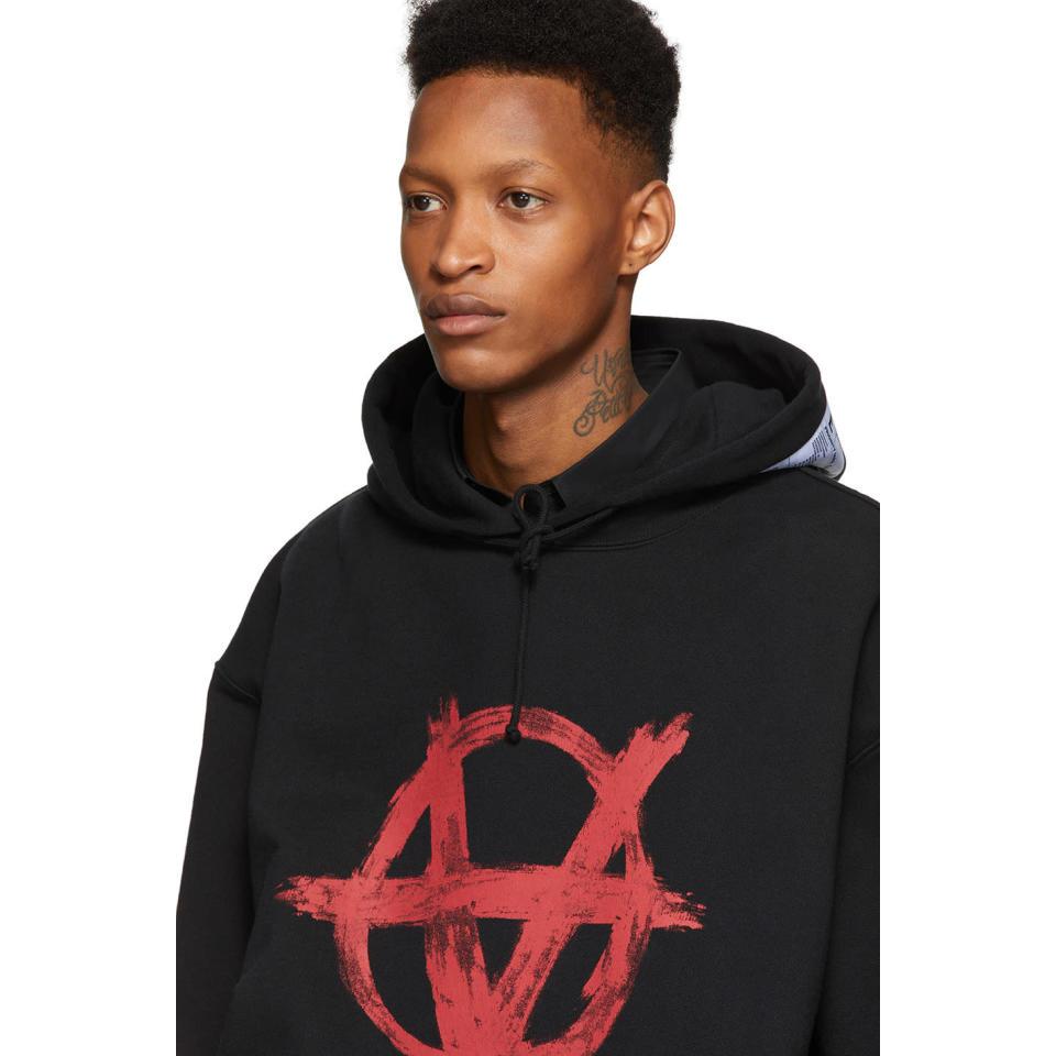 Vetements Black And Red Anarchy Hoodie for Men | Lyst