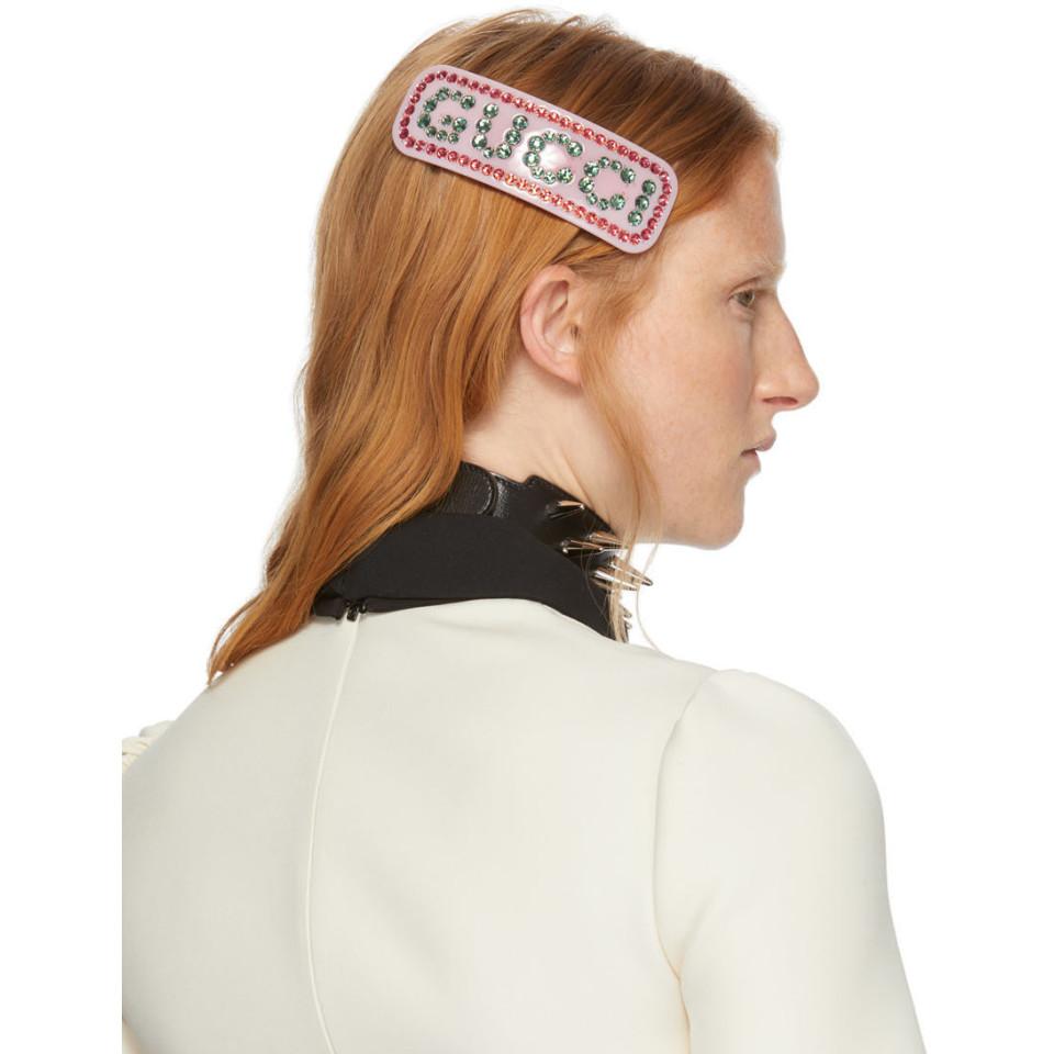 Gucci Crystal Single Hair Barrette in Pink/ Crystal (Pink) Lyst