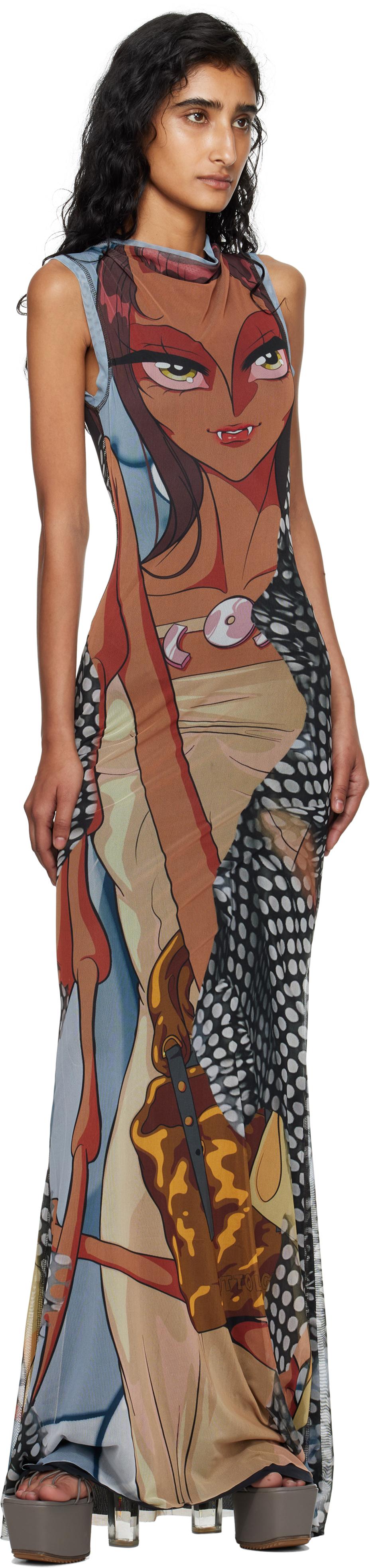ワンピース OTTOLINGER Woman Dress Multicolor 10150030102 PRIWHT OTTOLINGER MESH MAXI DRESS CAT PRINT SS25 | DOSHABURI Shop