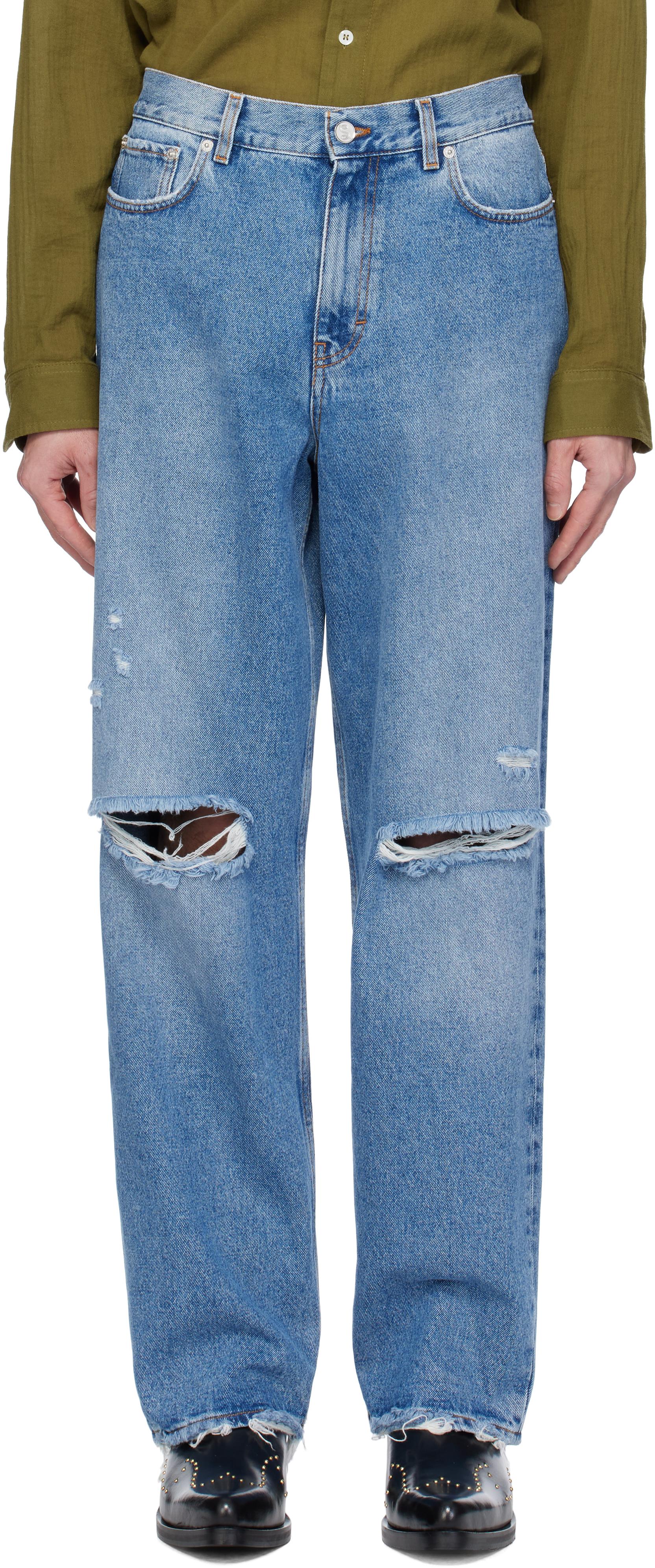 sefr ストレートカットジーンズ straight cut jeans SEFR | STRAIGHT CUT JEANS / BLUE CREASE ウォッシュストレート