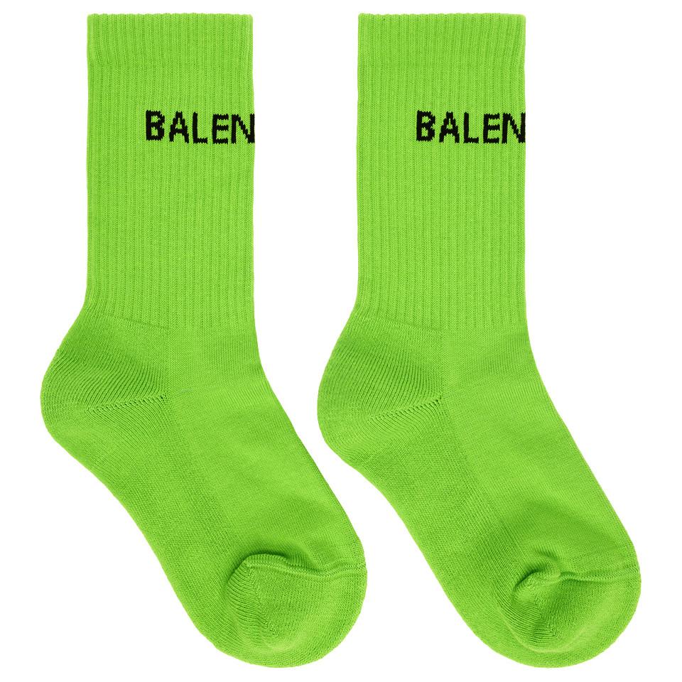 Balenciaga Cotton Green New Logo Socks 