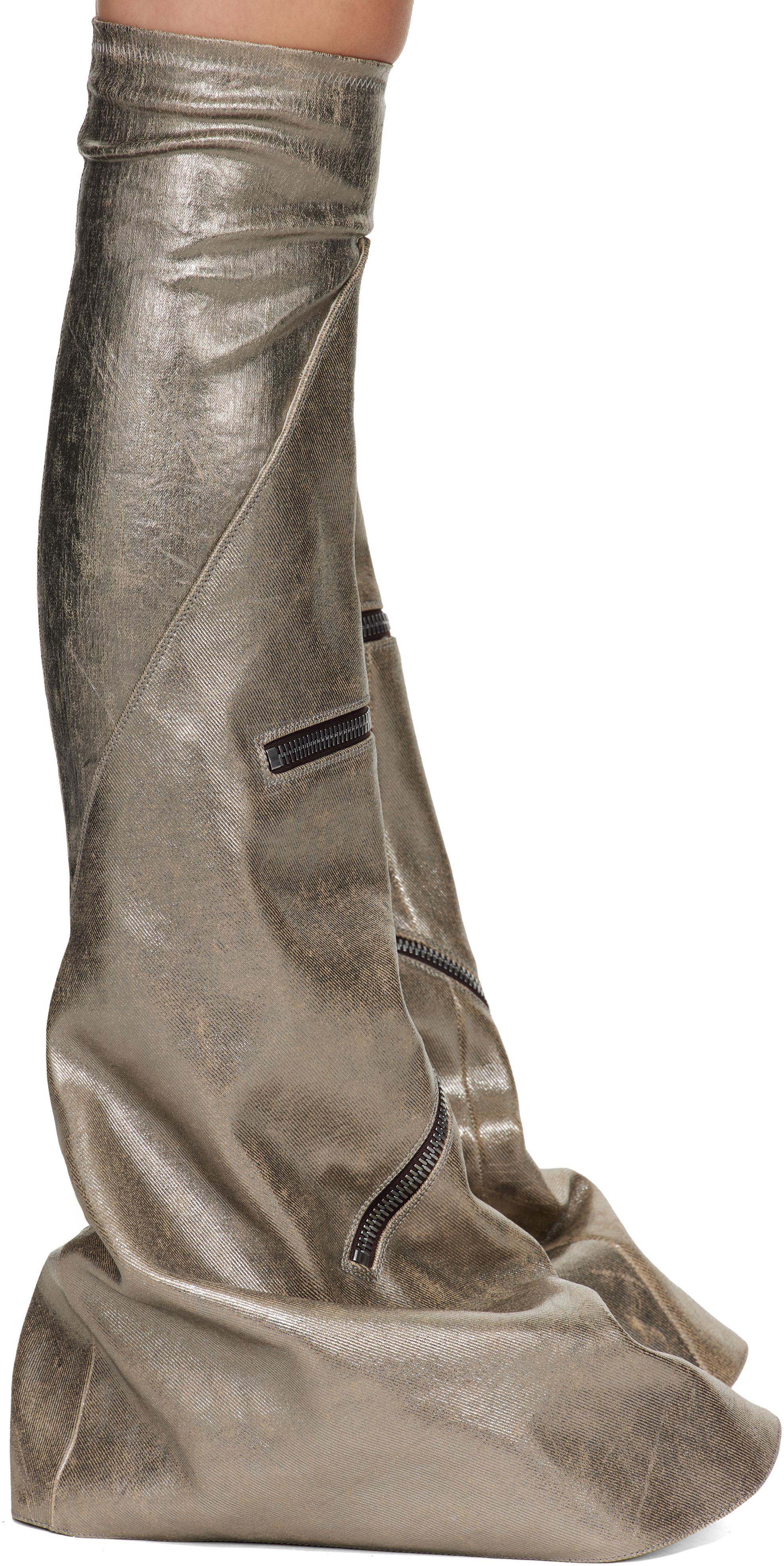 Rick Owens シルバー Concordians Cargo Fetish サイハイブーツ