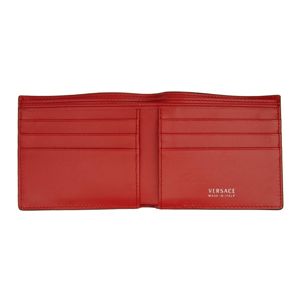 Versace Red Embossed Barocco Bifold Wallet for Men | Lyst