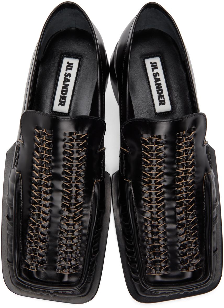 Jil Sander Leather Black Corsaro Loafers | Lyst