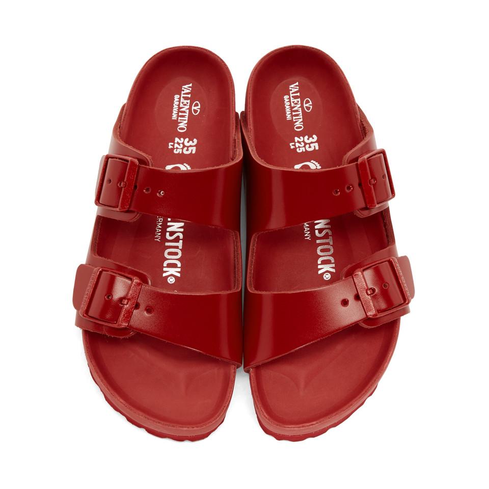 Valentino Leather Red Valentino Garavani Birkenstock Edition Arizona Bs  Sandals - Lyst