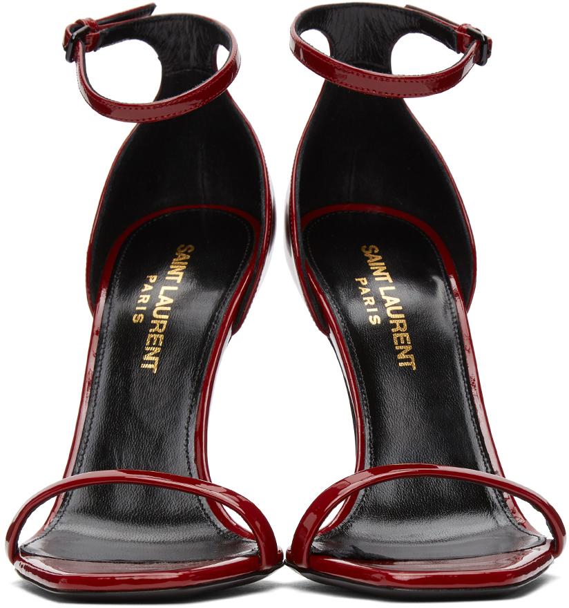 Saint Laurent Opyum Patent Leather Sandals in Hot Red (Red) | Lyst
