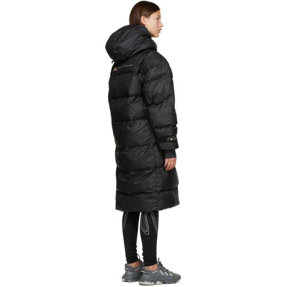 adidas By Stella McCartney Long Puffer Jacket in Black | Lyst