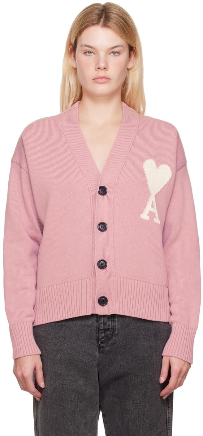 Pull AMI En Laine Rose Poudré Taille M - Pour Homme, Col Rond - Occasion Très Bon état