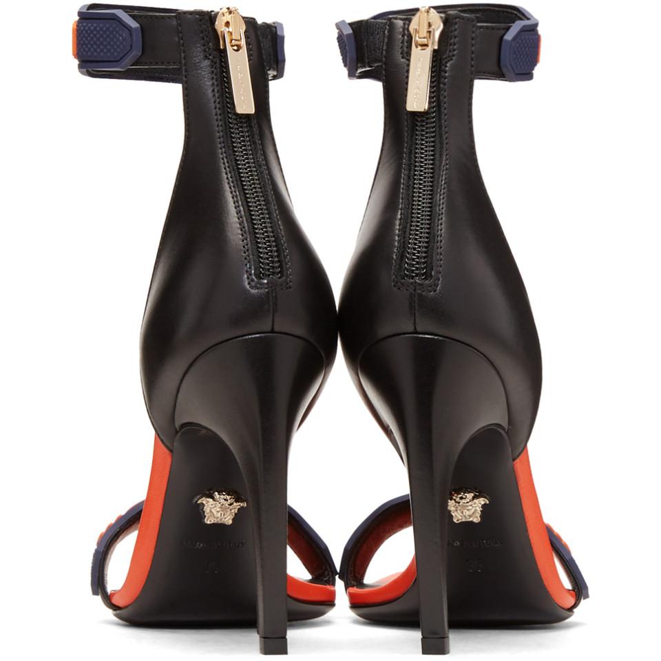 versace heels orange and blue